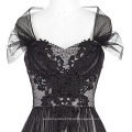 Kate Kasin Strapless Soft Tulle Black Long Vestido de baile com xaile livre KK000132-1